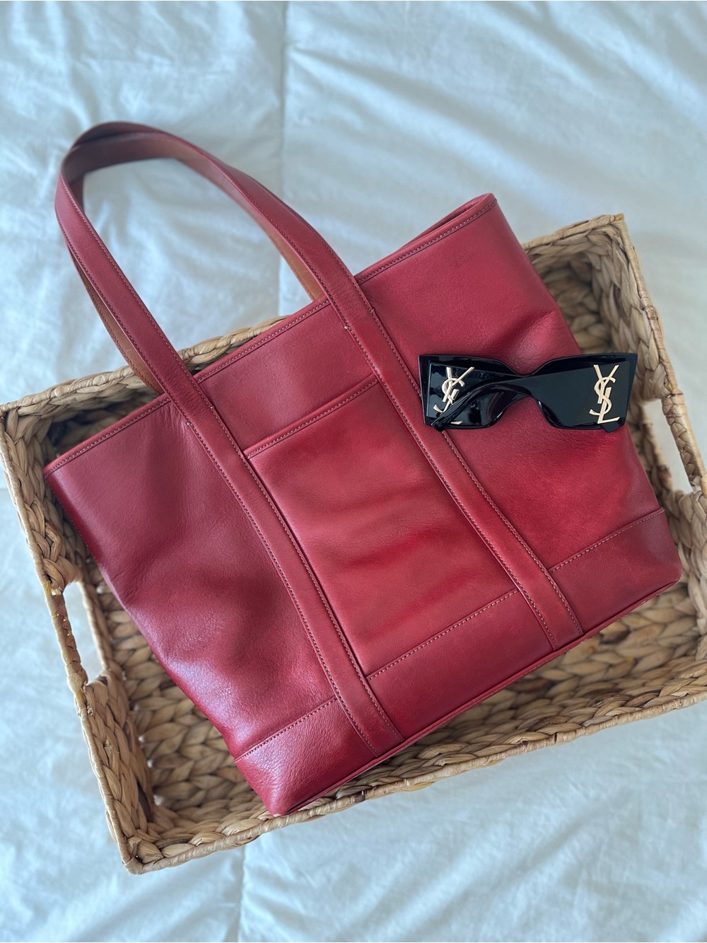 Coach Vintage Red Leather Tote Bag